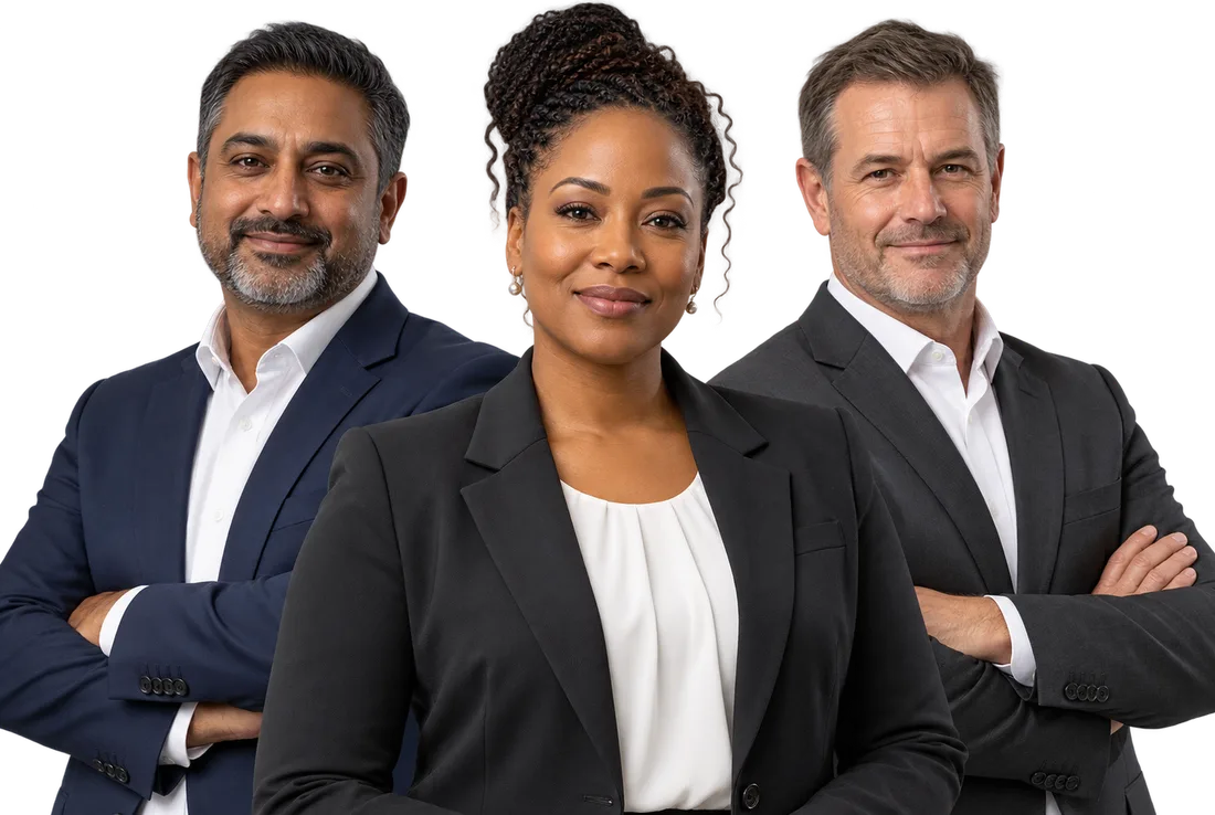 Three executives standing together, a leadership team in Cape Town