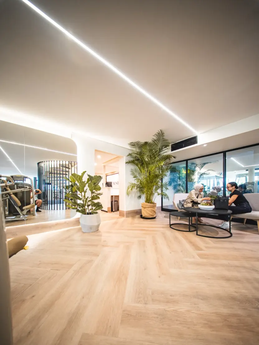 The lounge beside the gym at WellNest Gold, Cape Town
